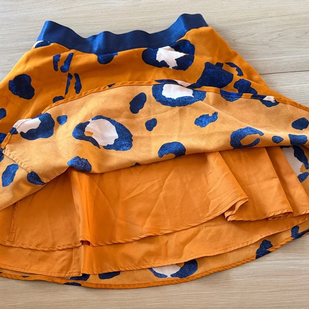 3.1 Phillip Lim Target 20th Anniversary Orange‎ Navy Leopard Print Mini Skirt 6